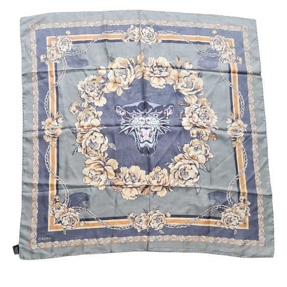Ardeo Rebel leopard silk hand stitched/rolled artistic‎ designer luxury wrap 37" - Picture 2 of 11